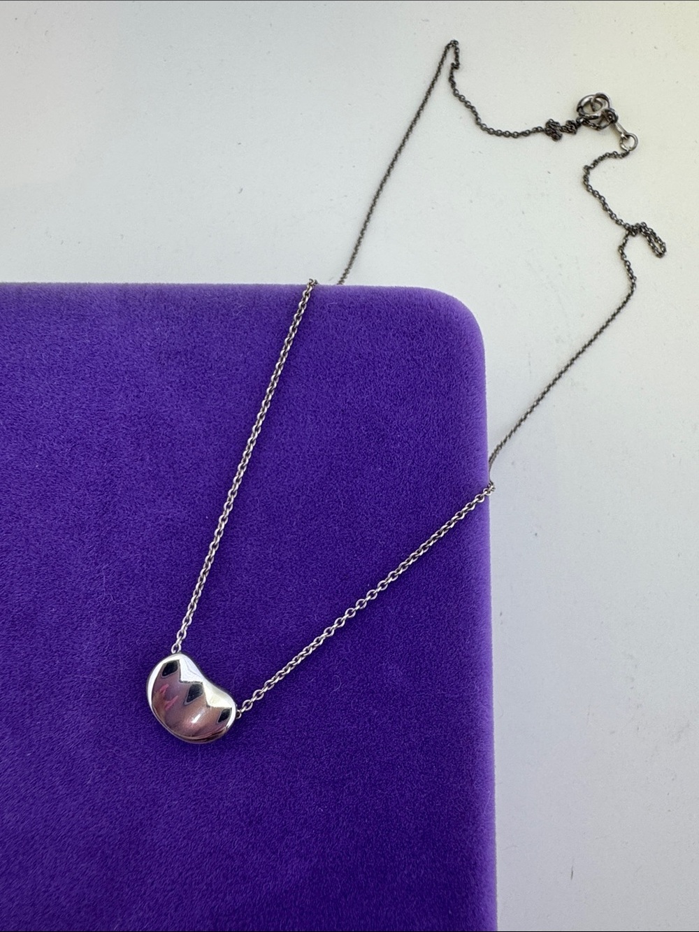 💛 Sterling Silver Tiffany & Co Elsa Peretti Mini Bean Necklace | Designer